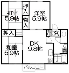 エスキーナ香里園B棟の物件間取画像